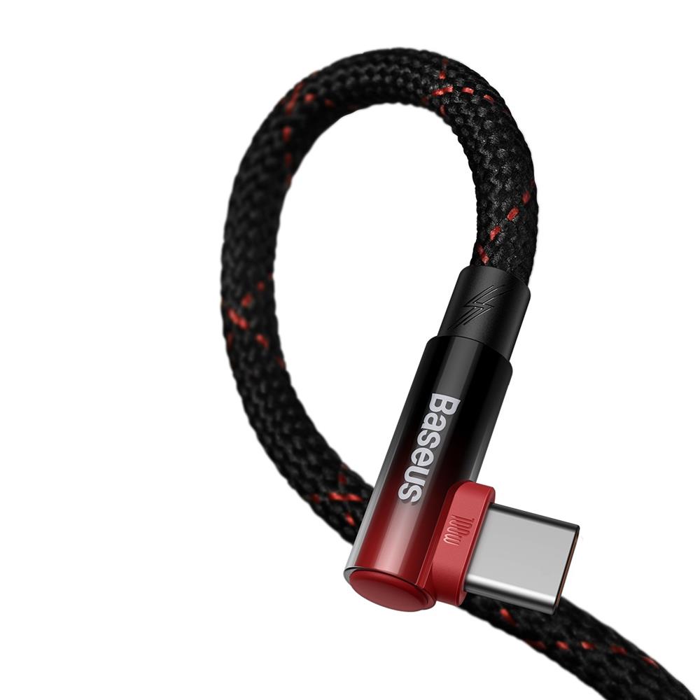 Baseus kabel MVP 2 Elbow USB - USB-C 1,0 m 100W czarno-czerwony / 3