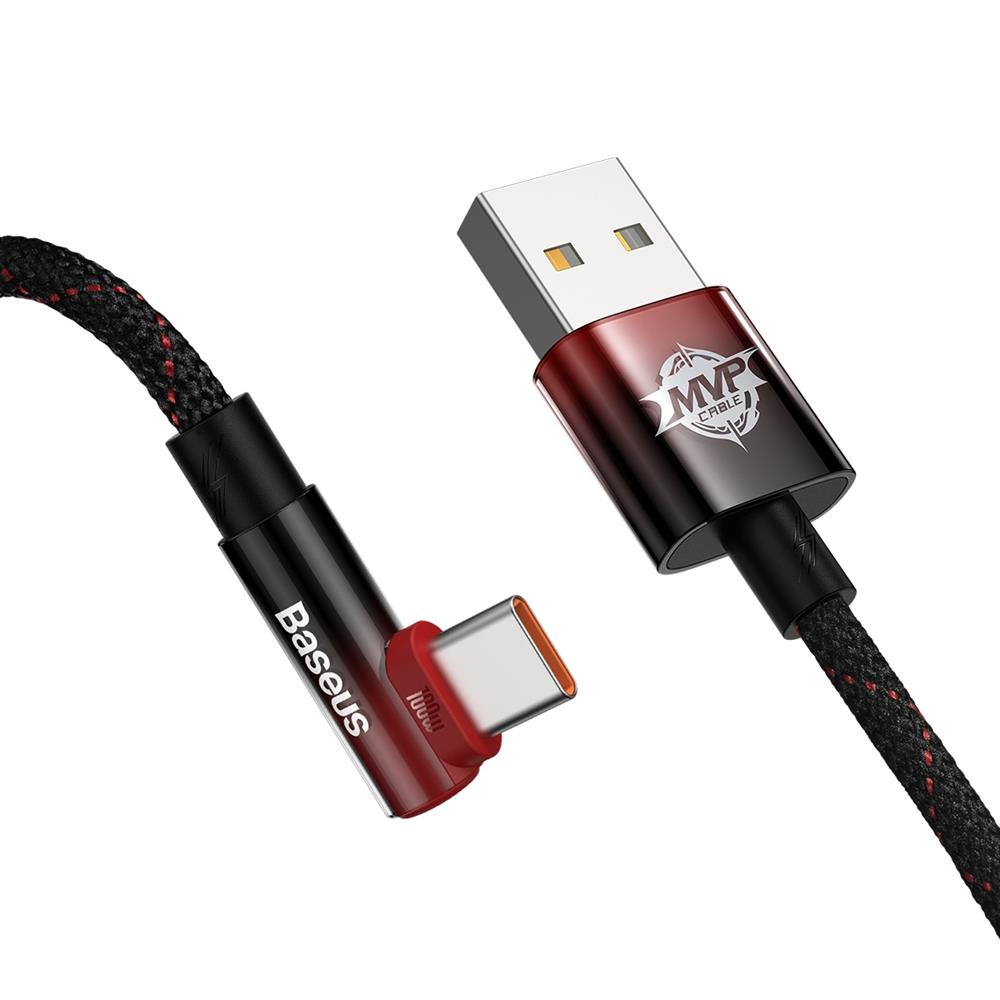 Baseus kabel MVP 2 Elbow USB - USB-C 1,0 m 100W czarno-czerwony / 4