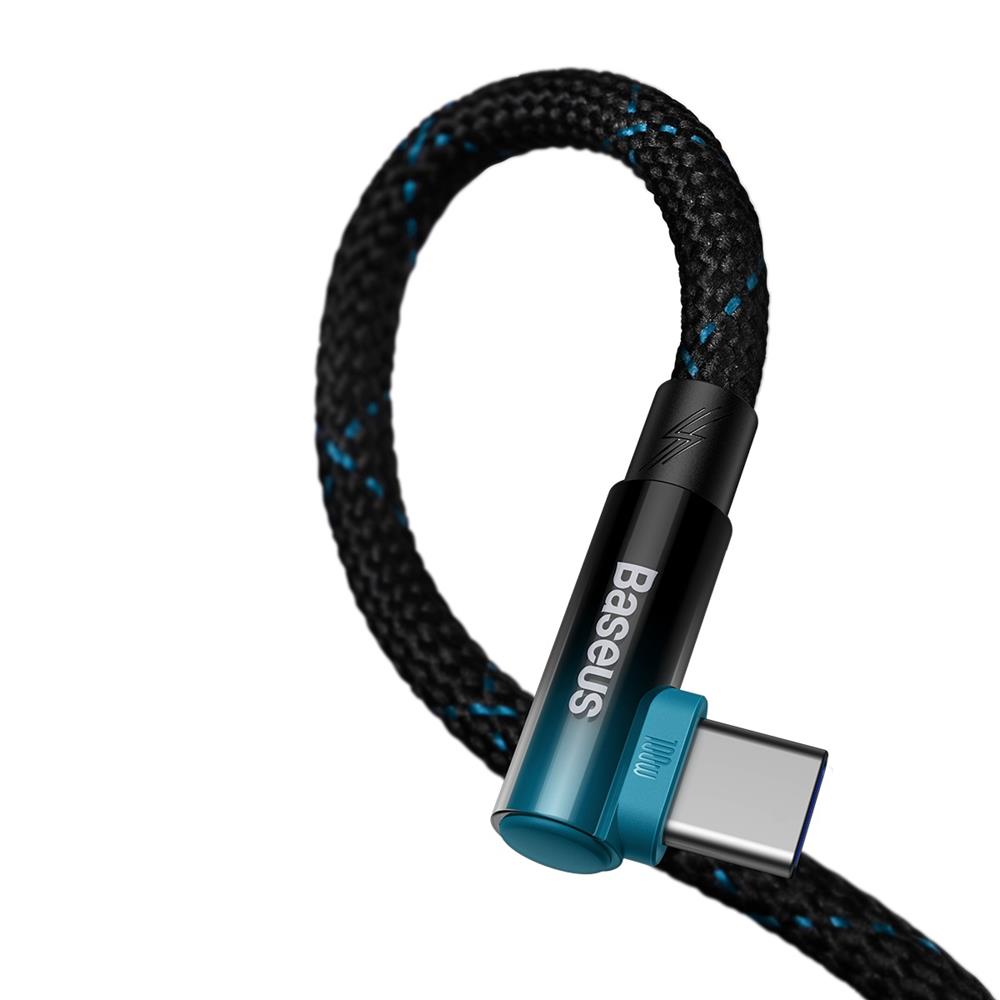 Baseus kabel MVP 2 Elbow USB - USB-C 1,0 m 100W czarno-niebieski / 3