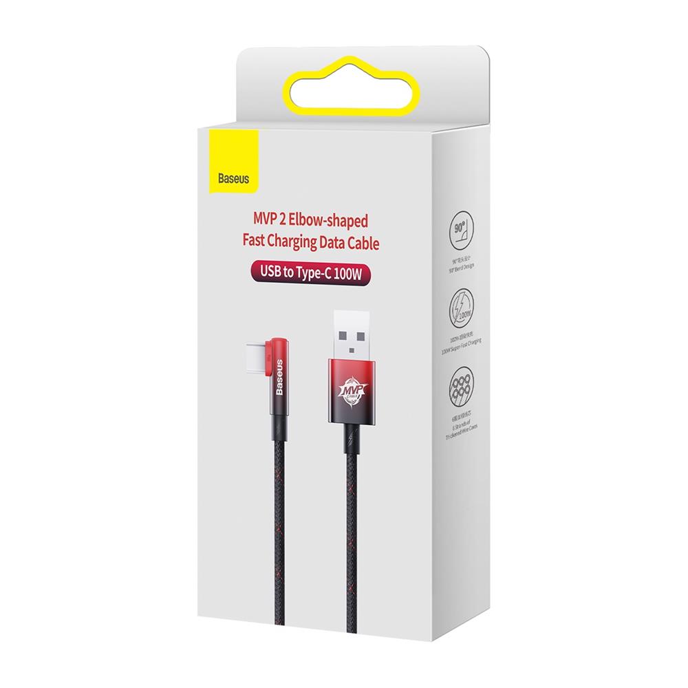 Baseus kabel MVP 2 Elbow USB - USB-C 2,0 m 100W czarno-czerwony / 8