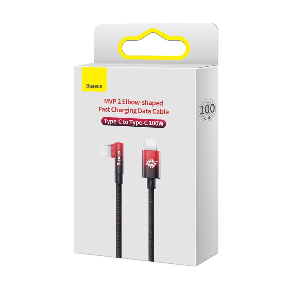 Baseus kabel MVP 2 Elbow USB-C - USB-C 1,0 m 100W czarno-czerwony / 7