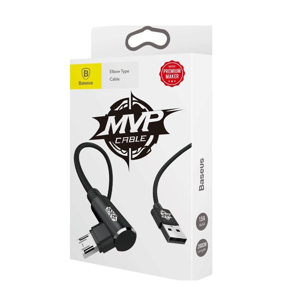Baseus kabel MVP Elbow USB - microUSB 2,0 m 1,5A czarny / 2