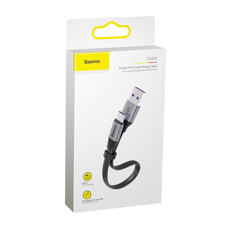 Baseus kabel Nimble USB - USB-C 23cm 5A szaro-czarny 40W / 3