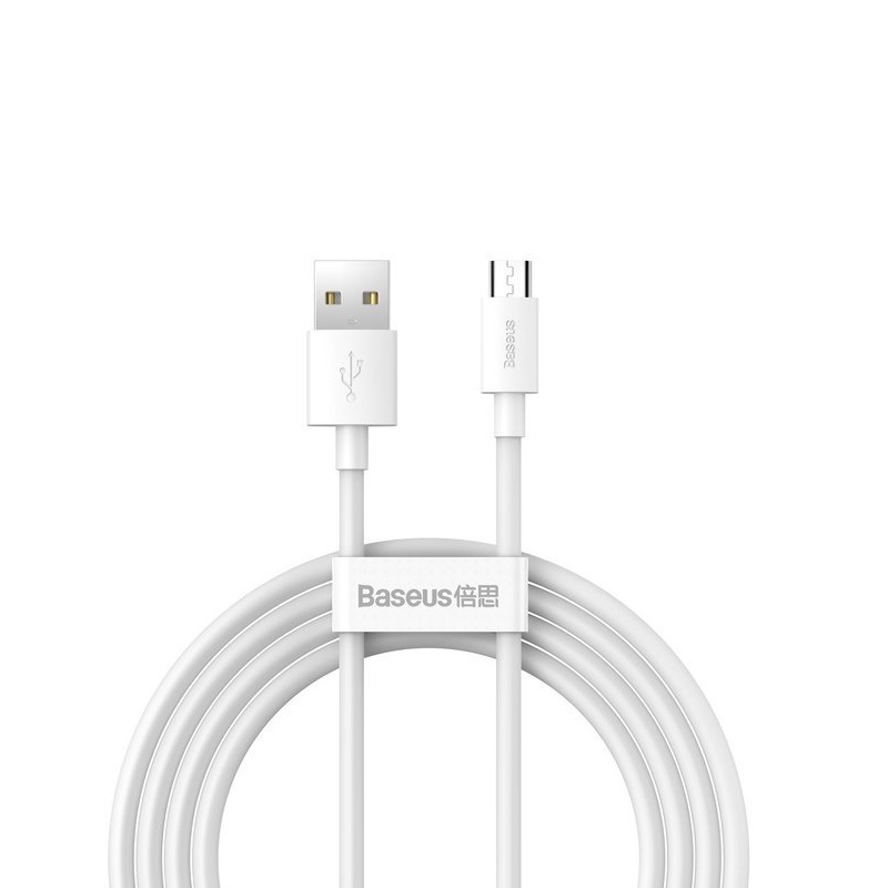 Baseus kabel Simple Wisdom USB - microUSB 1,5 m 2,1A bia�y 2 szt