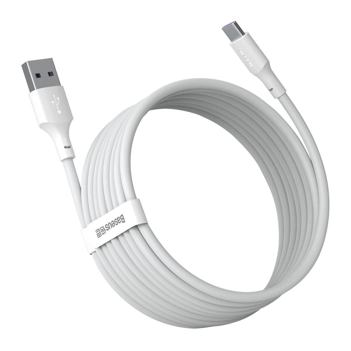Baseus kabel Simple Wisdom USB - USB-C 1,5 m 5A bia�y 2 szt / 6