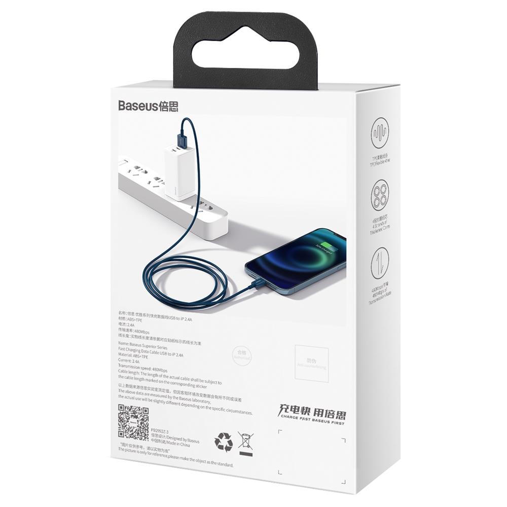 Baseus kabel Superior USB - Lightning 2,0 m 2,4A niebieski / 6