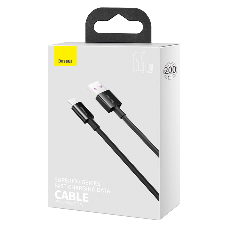 Baseus kabel Superior USB - USB-C 2,0m czarny 66W / 3