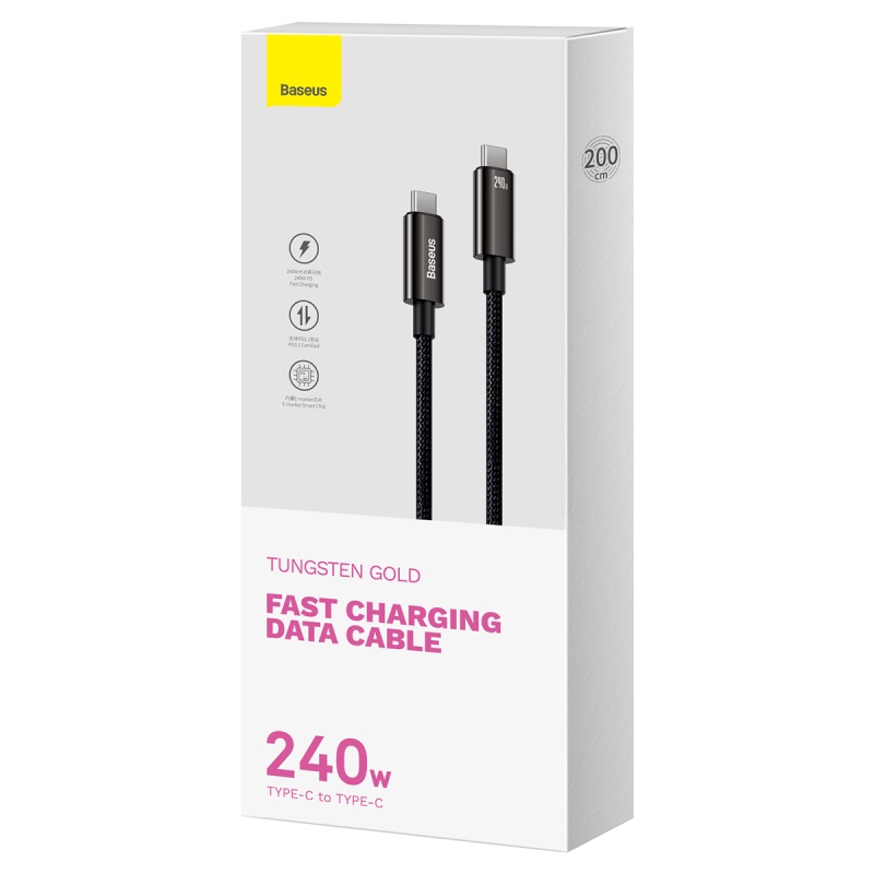 Baseus kabel Tungsten PD USB-C - USB-C 2,0m czarny 240W / 7