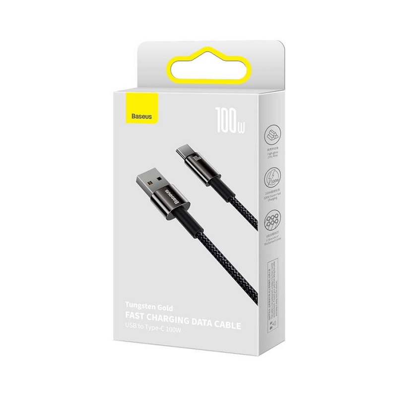 Baseus kabel Tungsten USB - USB-C 1,0m czarny 100W / 3