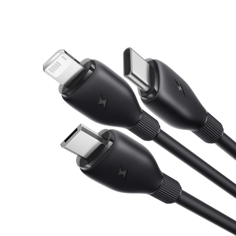 Baseus Kabel ultra-szybkiego �adowania One-for-Three USB-A do M+L+C 3.5A 0.8m Czarny / 2