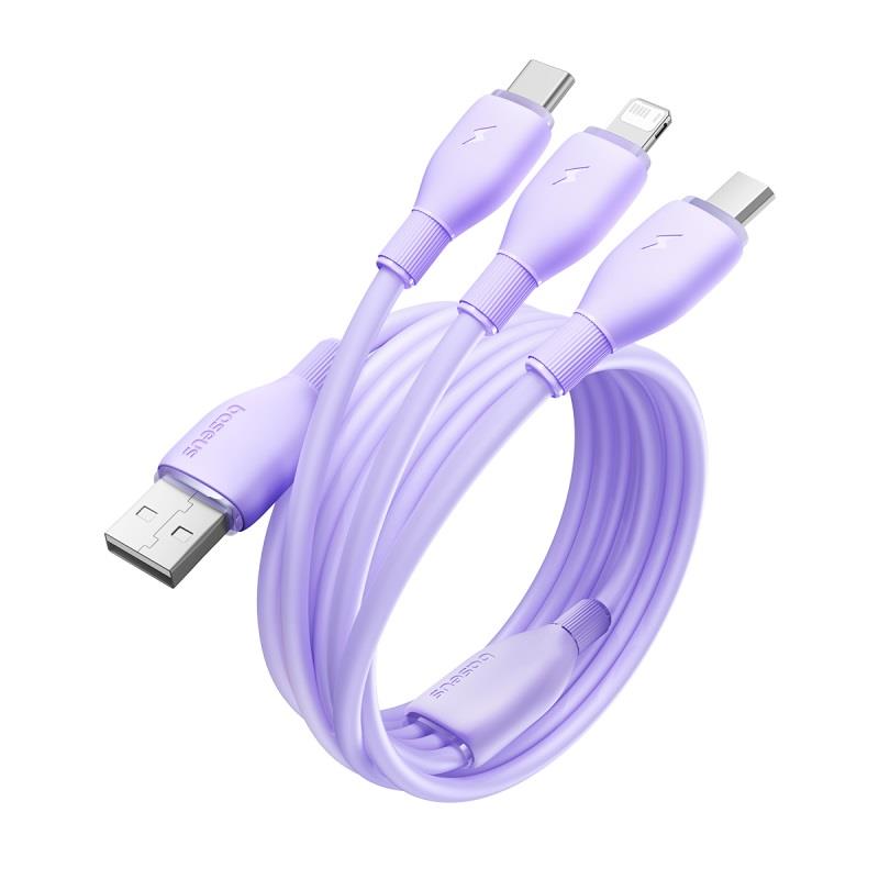 Baseus Kabel ultra-szybkiego �adowania One-for-Three USB-A do M+L+C 3.5A 1.3m Fioletowy / 4