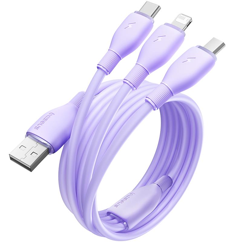 Baseus Kabel ultra-szybkiego �adowania One-for-Three USB-A do M+L+C 3.5A 1.3m Fioletowy / 5