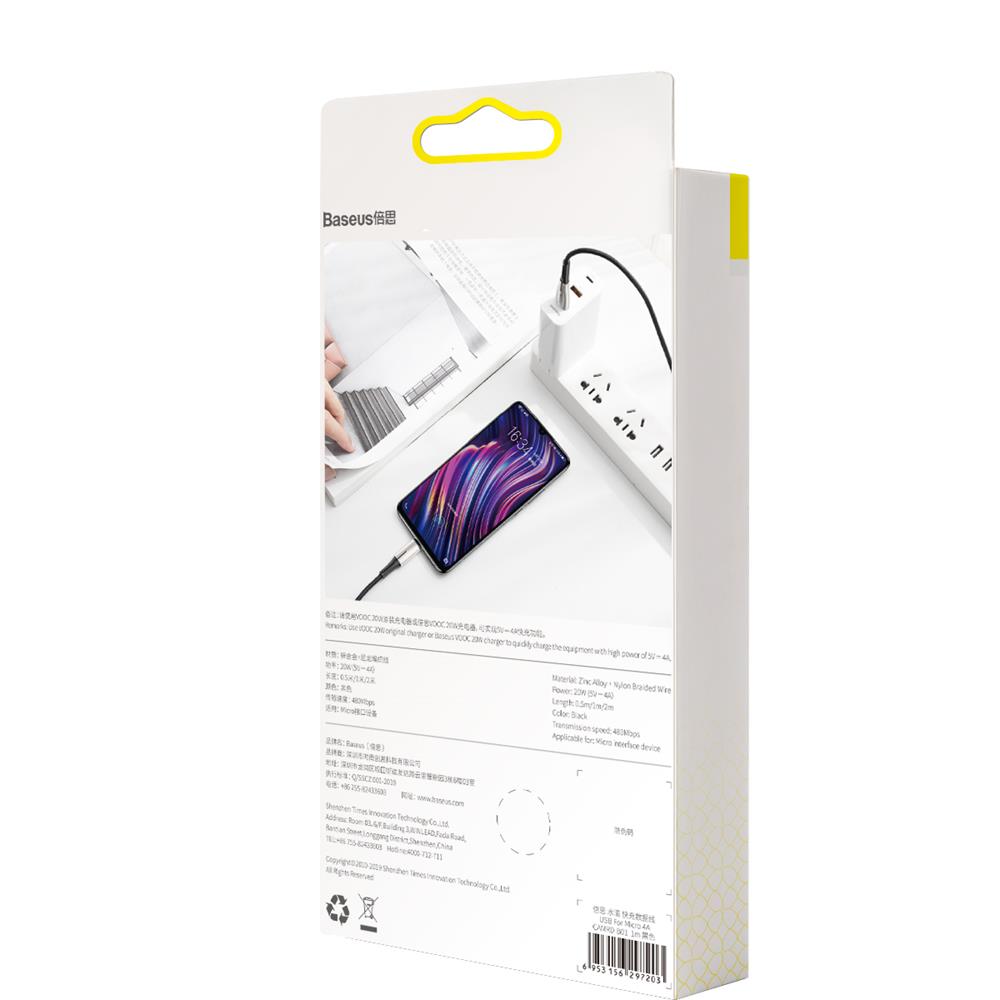 Baseus kabel Waterdrop (micro | 1 m) czarny 4A / 8
