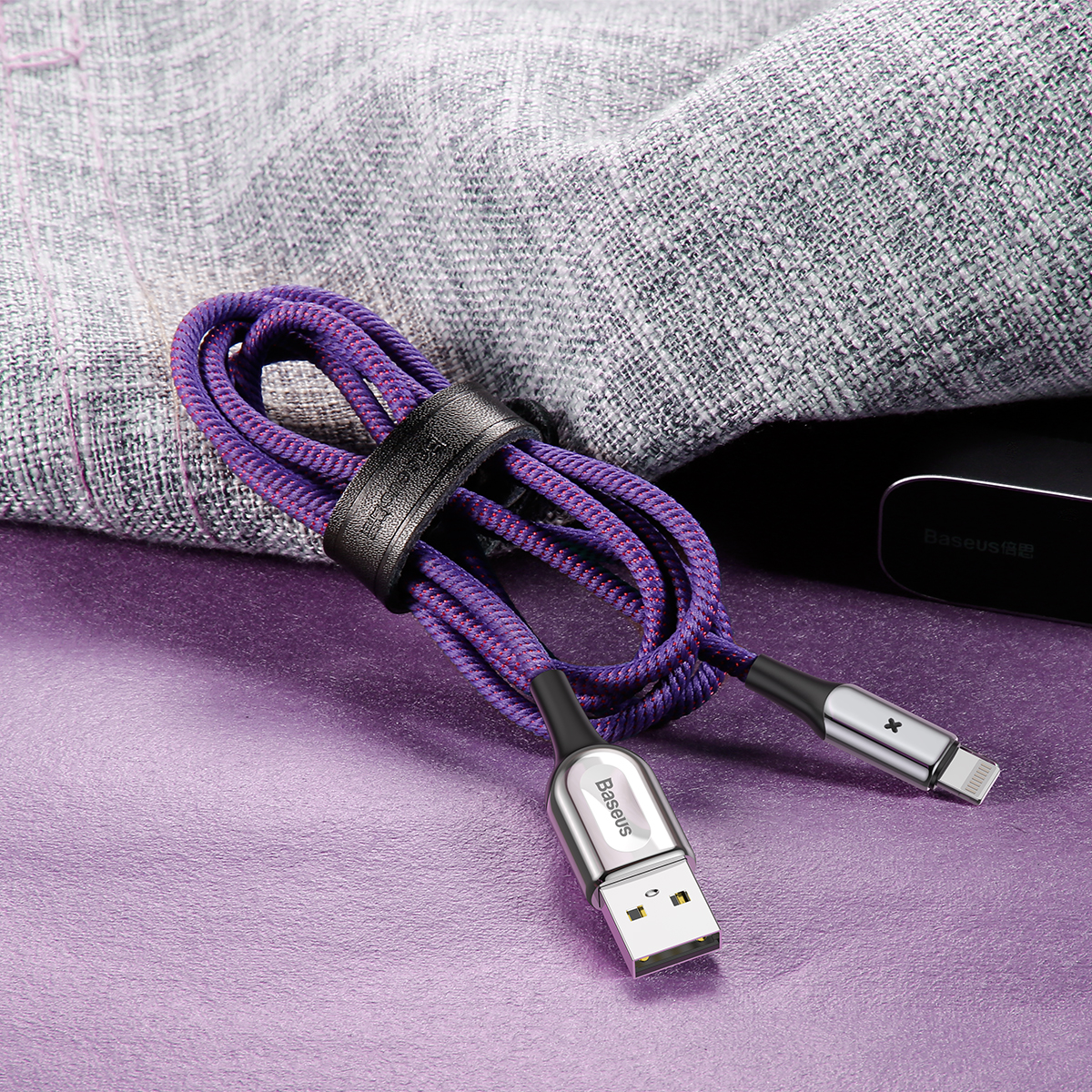 Baseus kabel X-type (8-pin | 0,5 m) fioletowy 2,4A / 7