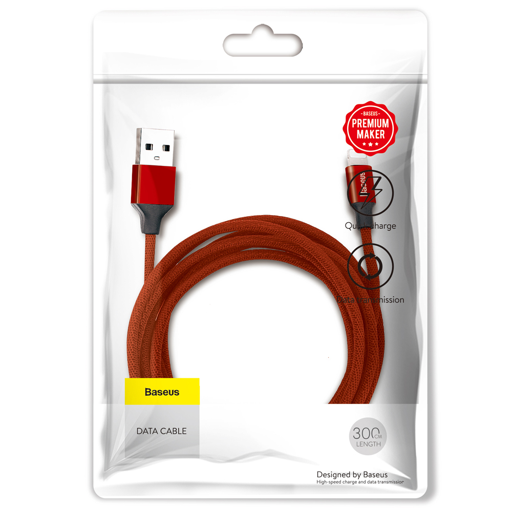 Baseus kabel Yiven (8-pin | 3 m) czerwony 1,5A / 9