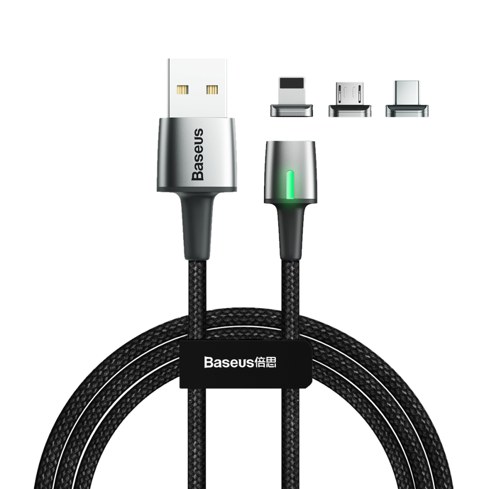 Baseus kabel Zinc Magnetic 3w1 (8-pin/typ-C/micro | 2 m) czarny