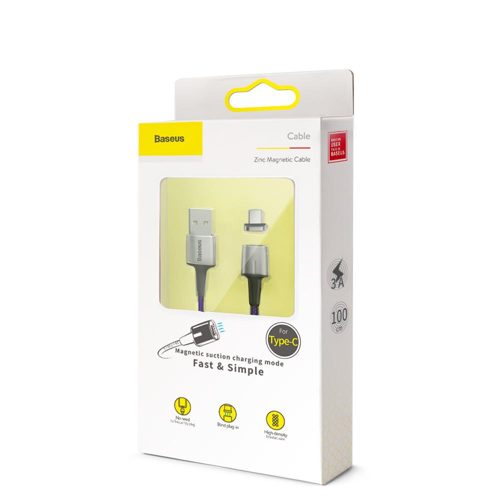 Baseus kabel Zinc Magnetic (typ-C | 1 m) fioletowy 3A / 5