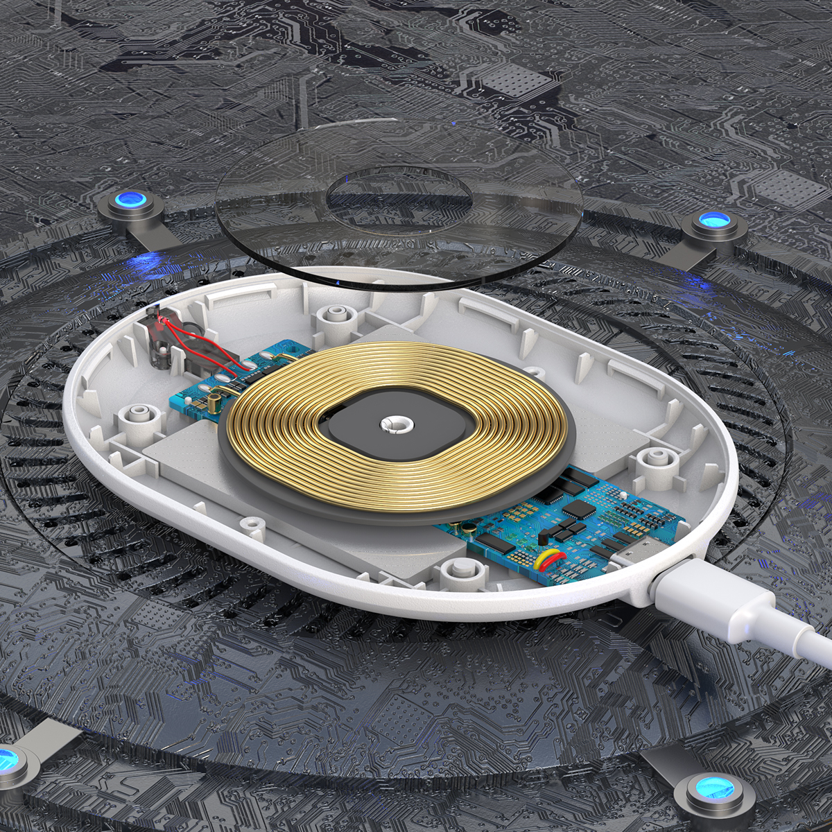 Baseus �adowarka indukcyjna Cobble 15W Qi EPP bia�a / 4