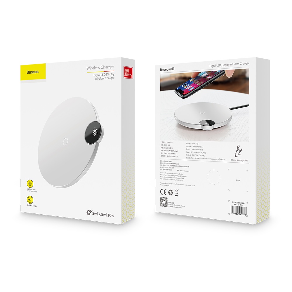 Baseus �adowarka indukcyjna Digital LED bia�a