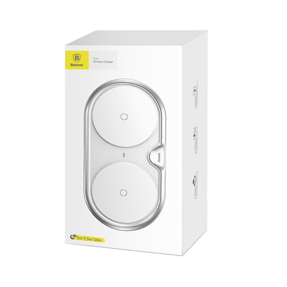 Baseus �adowarka indukcyjna Dual z �adowark� sieciow� QC3.0 i kablem srebrna / 7
