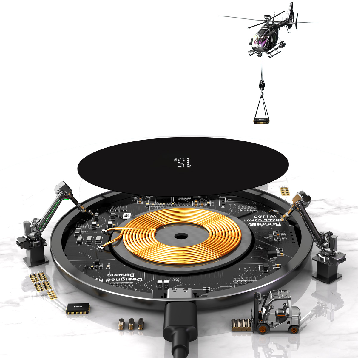 Baseus �adowarka indukcyjna Simple 15W Qi EPP czarna / 5