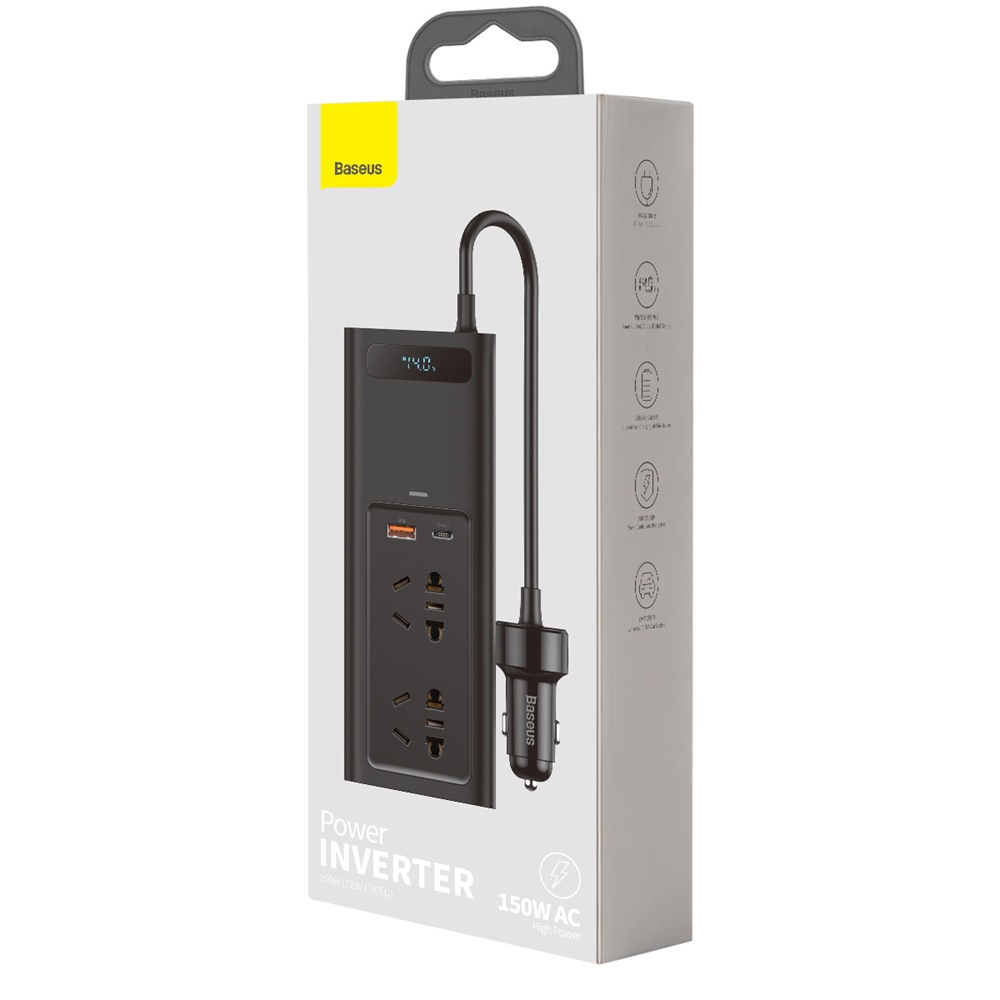 Baseus �adowarka samochodowa 150W czarna z przetwornic� 220V / 7