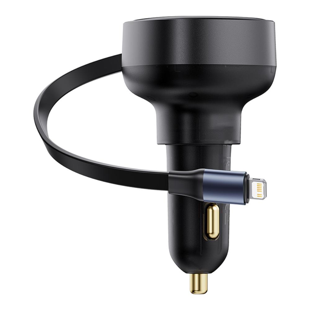 Baseus �adowarka samochodowa Enjoyment Pro Car Charger C+Retractable iP Cable 55W czarna / 2
