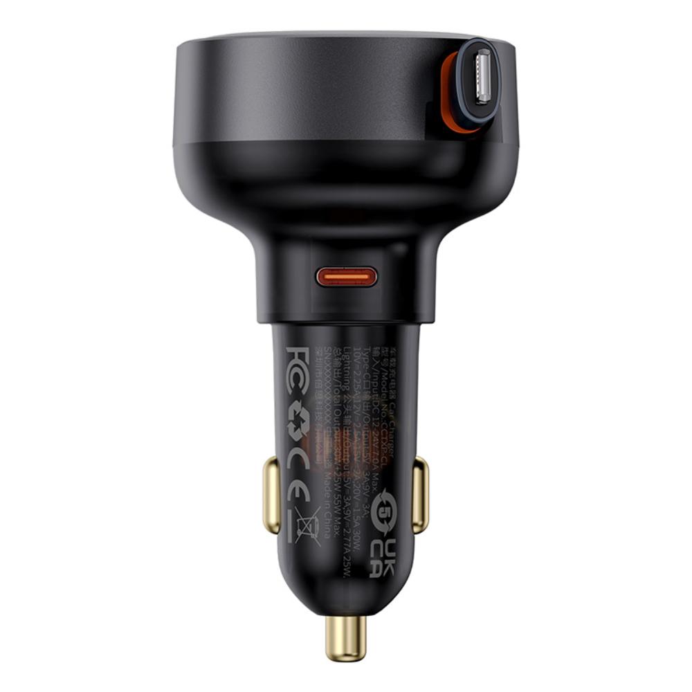 Baseus �adowarka samochodowa Enjoyment Pro Car Charger C+Retractable Type-C Cable 60W czarna / 4