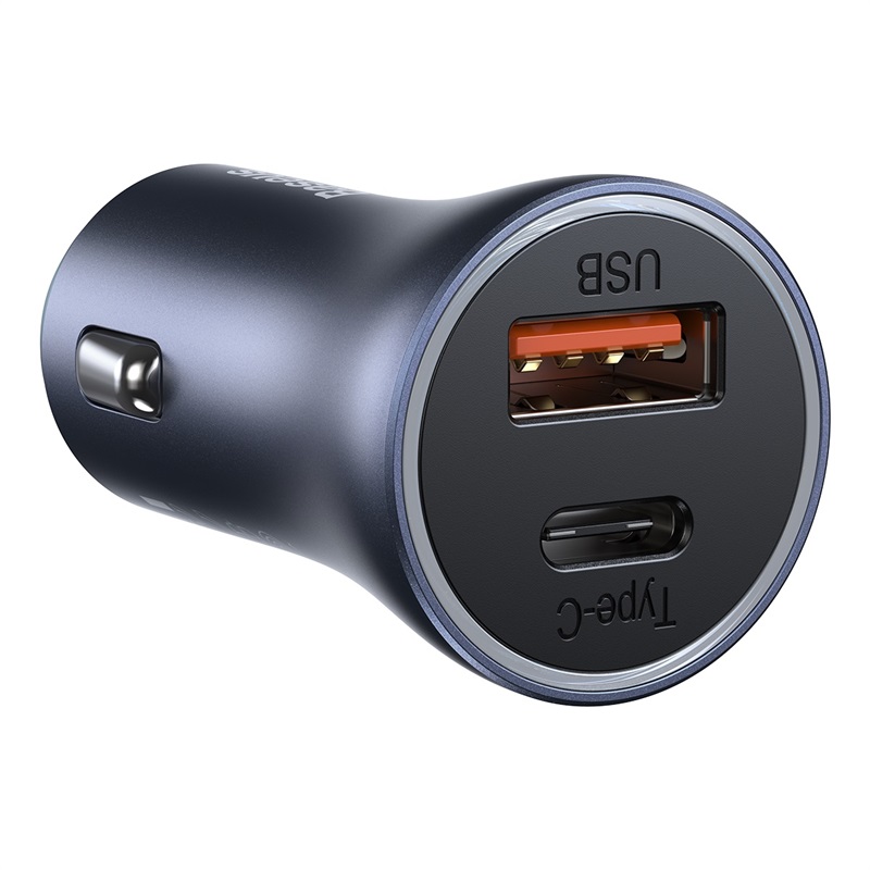 Baseus adowarka samochodowa Golden Contactor Pro 1x USB 1x USB-C QC 40W czarny + kabel USB - USB-C / 3
