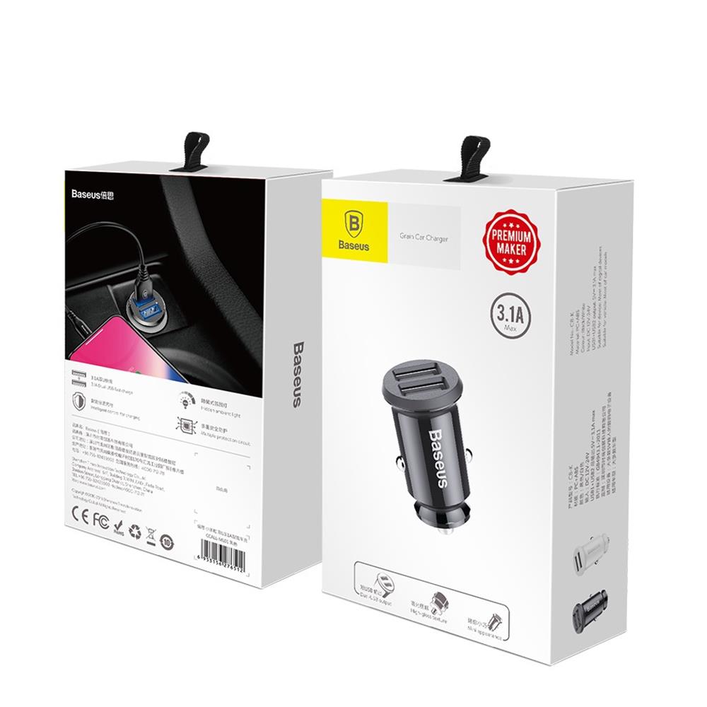 Baseus �adowarka samochodowa Grain 2USB 3,1A czarna / 2