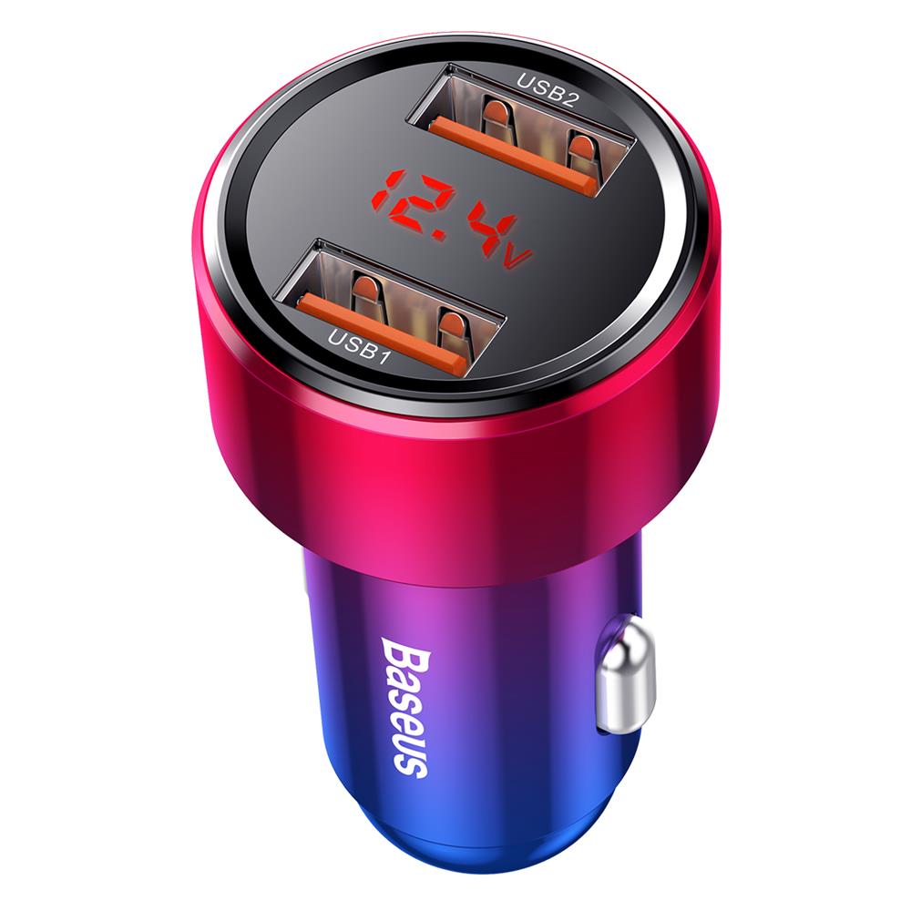 Baseus �adowarka samochodowa Magic PPS QC 3.0+ 2USB czerwona 45W / 2