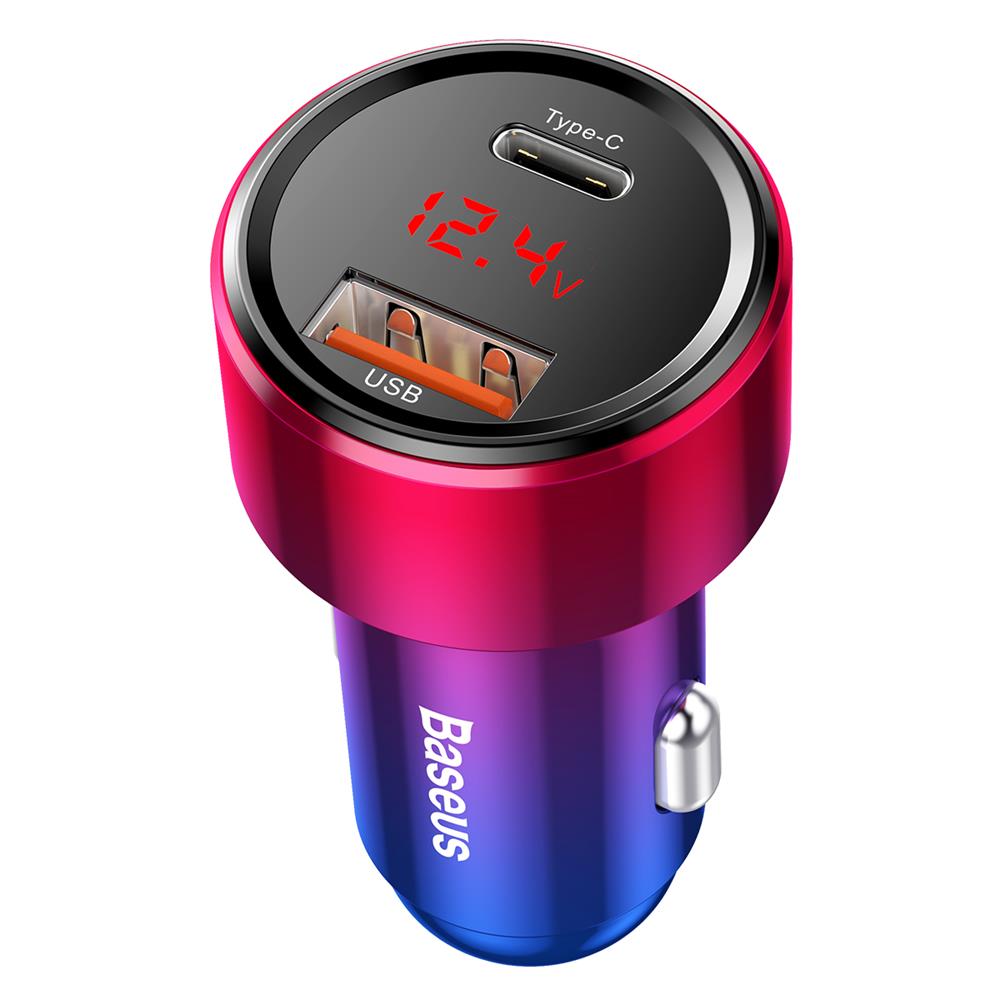 Baseus adowarka samochodowa Magic PPS QC 3.0+ USB + PD czerwona 45W / 3