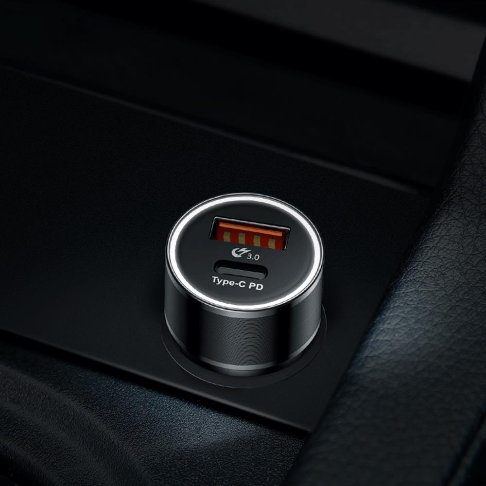 Baseus �adowarka samochodowa Small Screw 2USB PD typ-C QC czarna 36W / 9