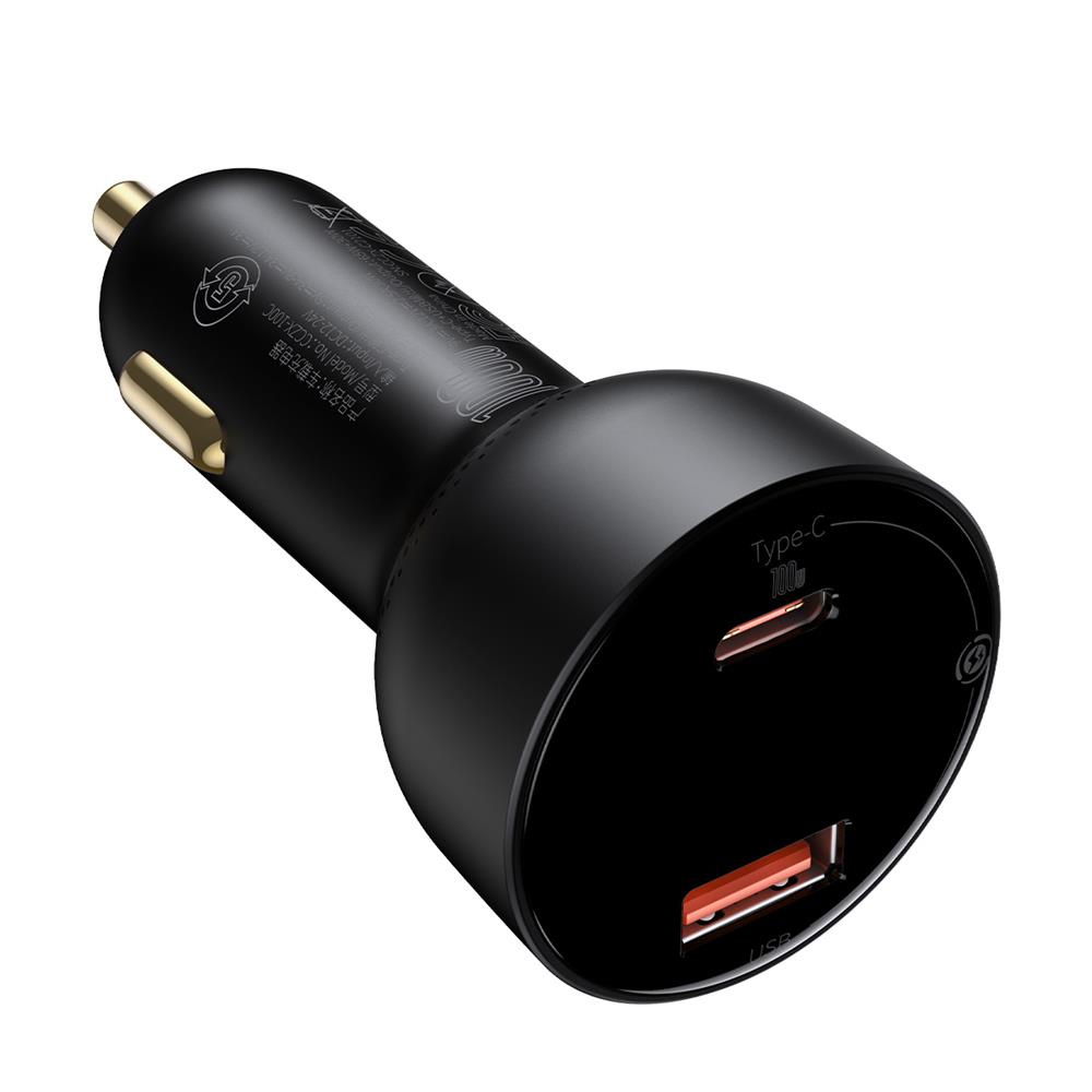Baseus �adowarka samochodowa Superme PD 100W 1x USB 1x USB-C czarna + kabel USB-C - USB-C / 6