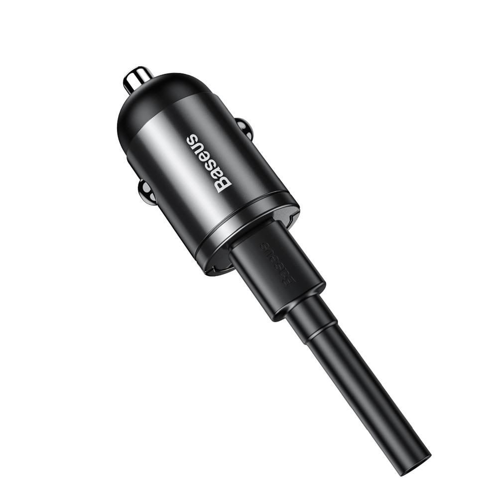 Baseus �adowarka samochodowa Tiny Star Mini PPS 1USB typ-C z kablem typ-C do 8-pin 18W szara 30W / 5