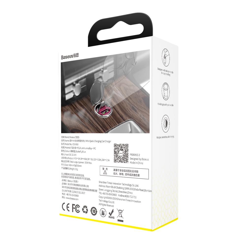 Baseus �adowarka samochodowa Tiny Star Mini QC 3.0 1USB r�owa 30W / 9