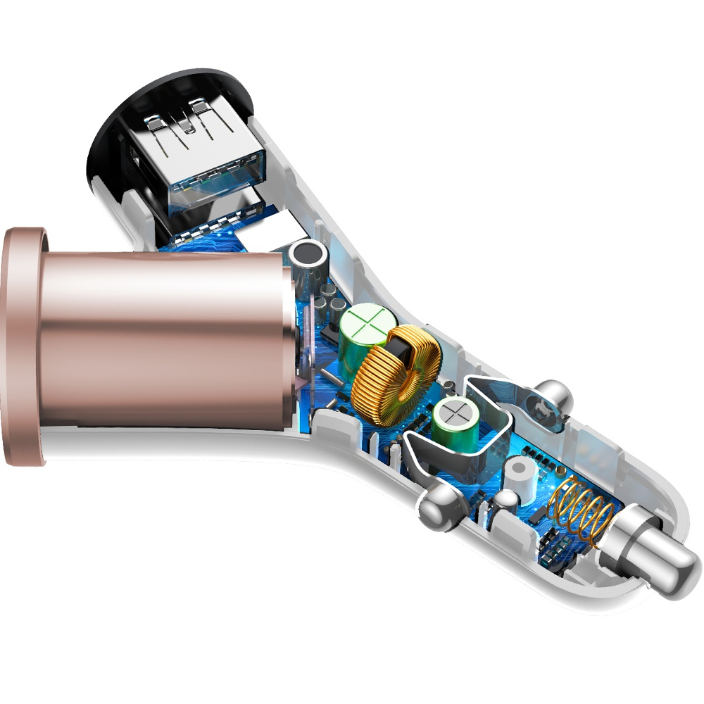 Baseus �adowarka samochodowa Y Type 2USB + gniazdo bia�a / 5