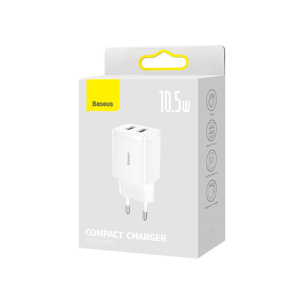 Baseus �adowarka sieciowa Compact 2 x USB bia�a 10,5W / 7