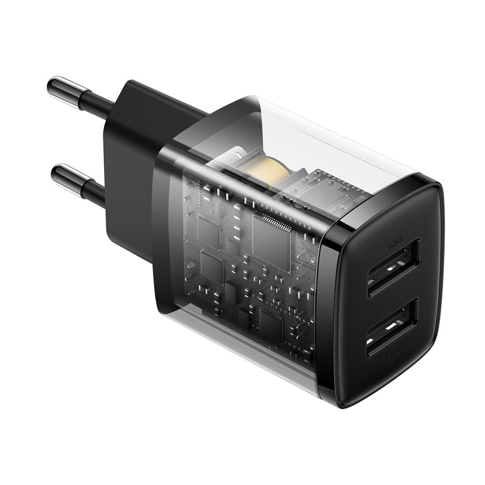 Baseus adowarka sieciowa Compact 2 x USB czarna 10,5W / 5