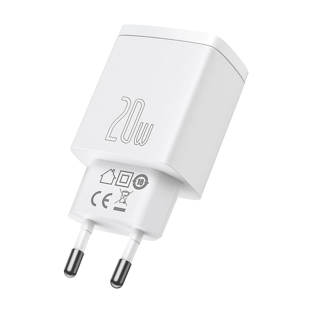 Baseus �adowarka sieciowa Compact PD 20W 1x USB-C 1x USB bia�a / 3