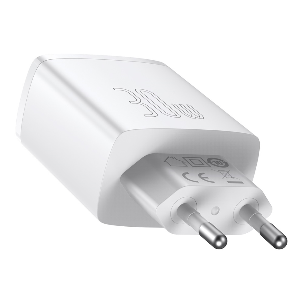 Baseus �adowarka sieciowa Compact PD 30W 1x USB-C 2x USB bia�a / 3