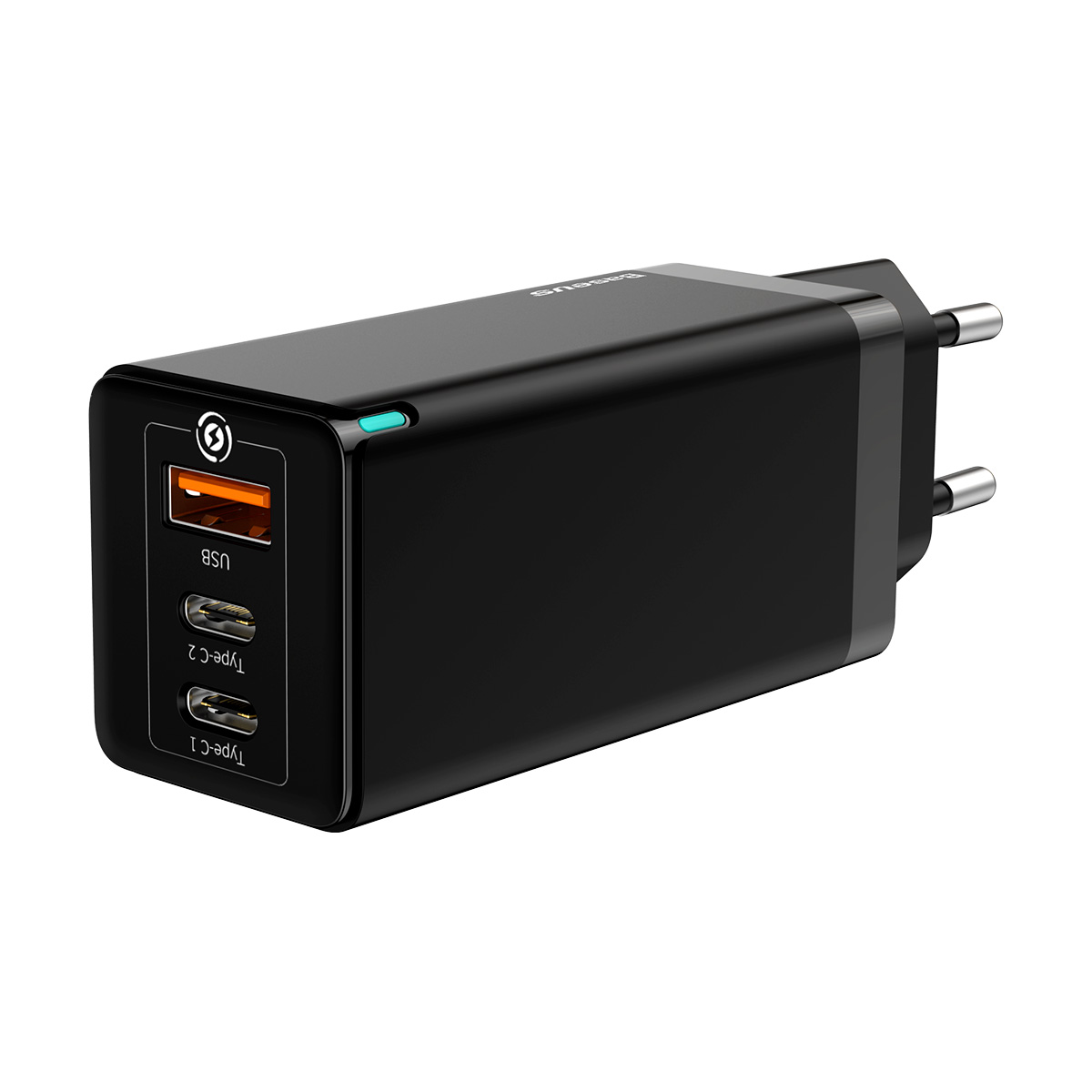 Baseus adowarka sieciowa GaN 3USB USB-A/ 2xPD USB-C 65W czarna / 2