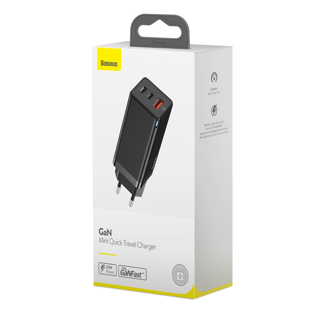 Baseus �adowarka sieciowa GaN 3USB USB-A/ 2xPD USB-C 65W czarna / 6