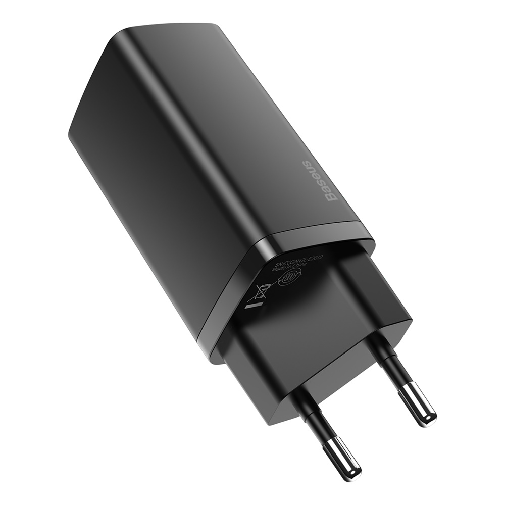 Baseus adowarka sieciowa GaN2 Lite PD 65W 1x USB-C 1x USB czarna / 3
