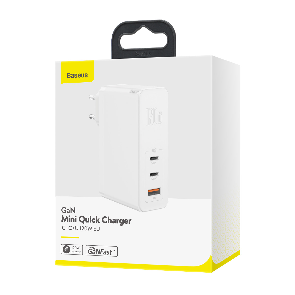 Baseus �adowarka sieciowa GaN2  Mini 3USB USB-A/ 2xPD USB-C 120W bia�a z kablem USB-C - USB-C 100W / 8