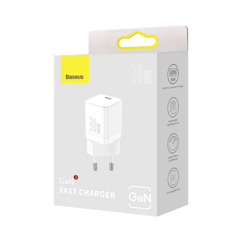 Baseus �adowarka sieciowa GaN3 PD 30W 1x USB-C bia�a / 8