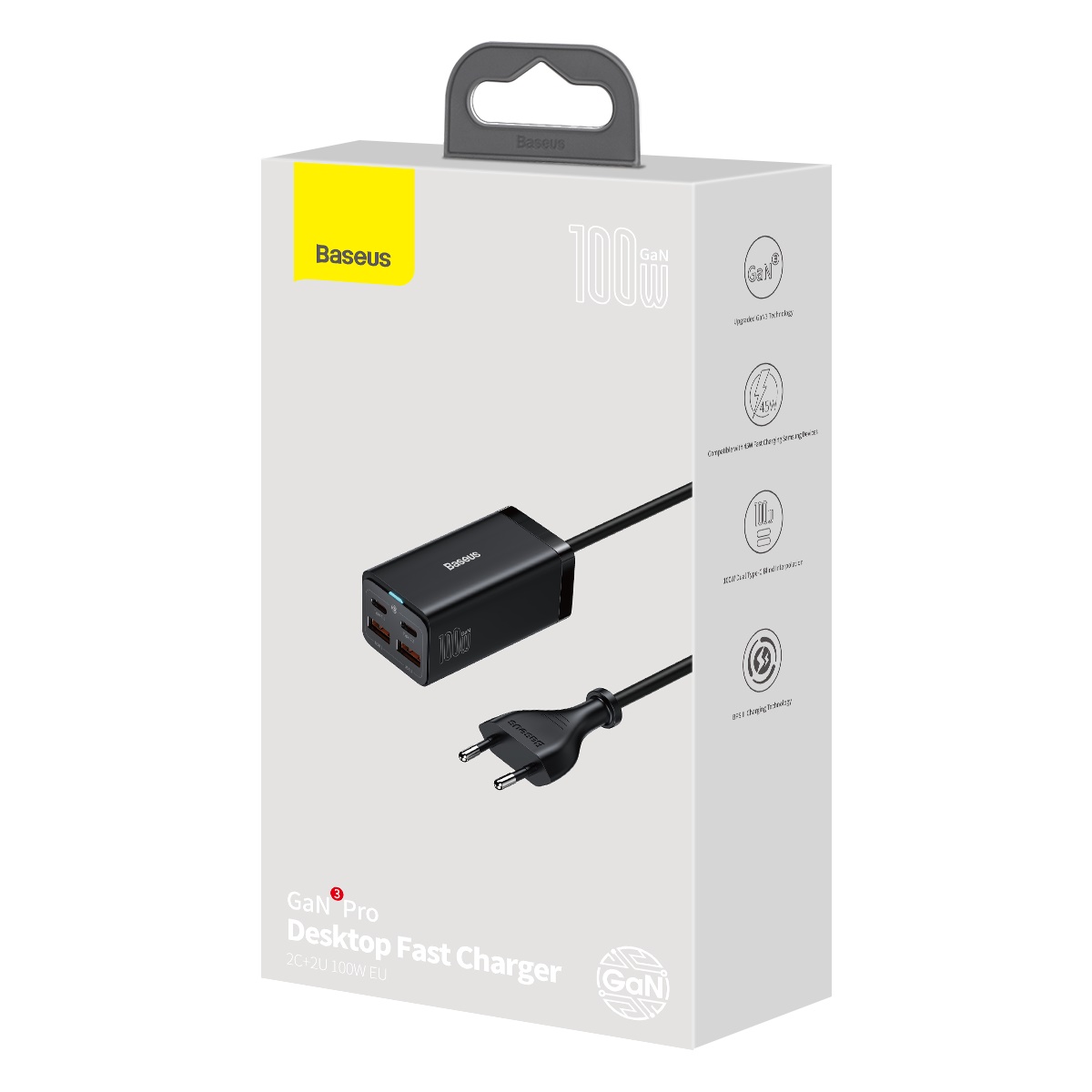 Baseus �adowarka sieciowa GaN3 Pro 100W 2x USB-C 2x USB czarna / 8