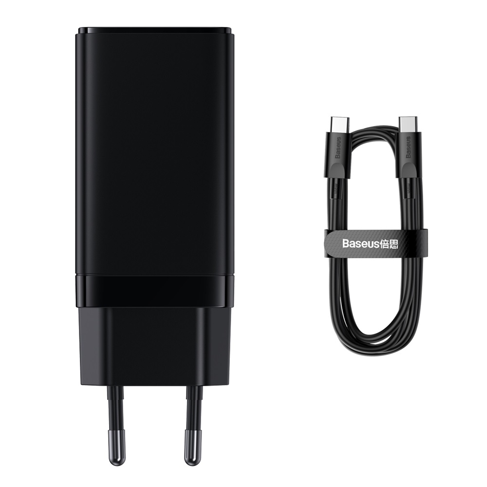 Baseus �adowarka sieciowa GaN3 Pro PD 65W 2x USB-C 1x USB czarna + kabel USB-C - USB-C