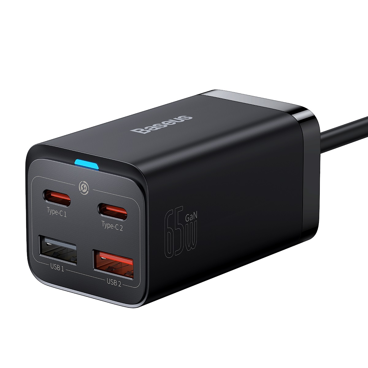 Baseus �adowarka sieciowa GaN3 Pro PD 65W 2x USB-C 2x USB czarna + kabel USB-C - USB-C