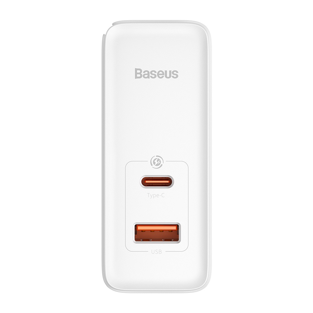 Baseus adowarka sieciowa GaN5 Pro PD 100W 1x USB-C 1x USB biaa + kabel USB-C - USB-C / 6